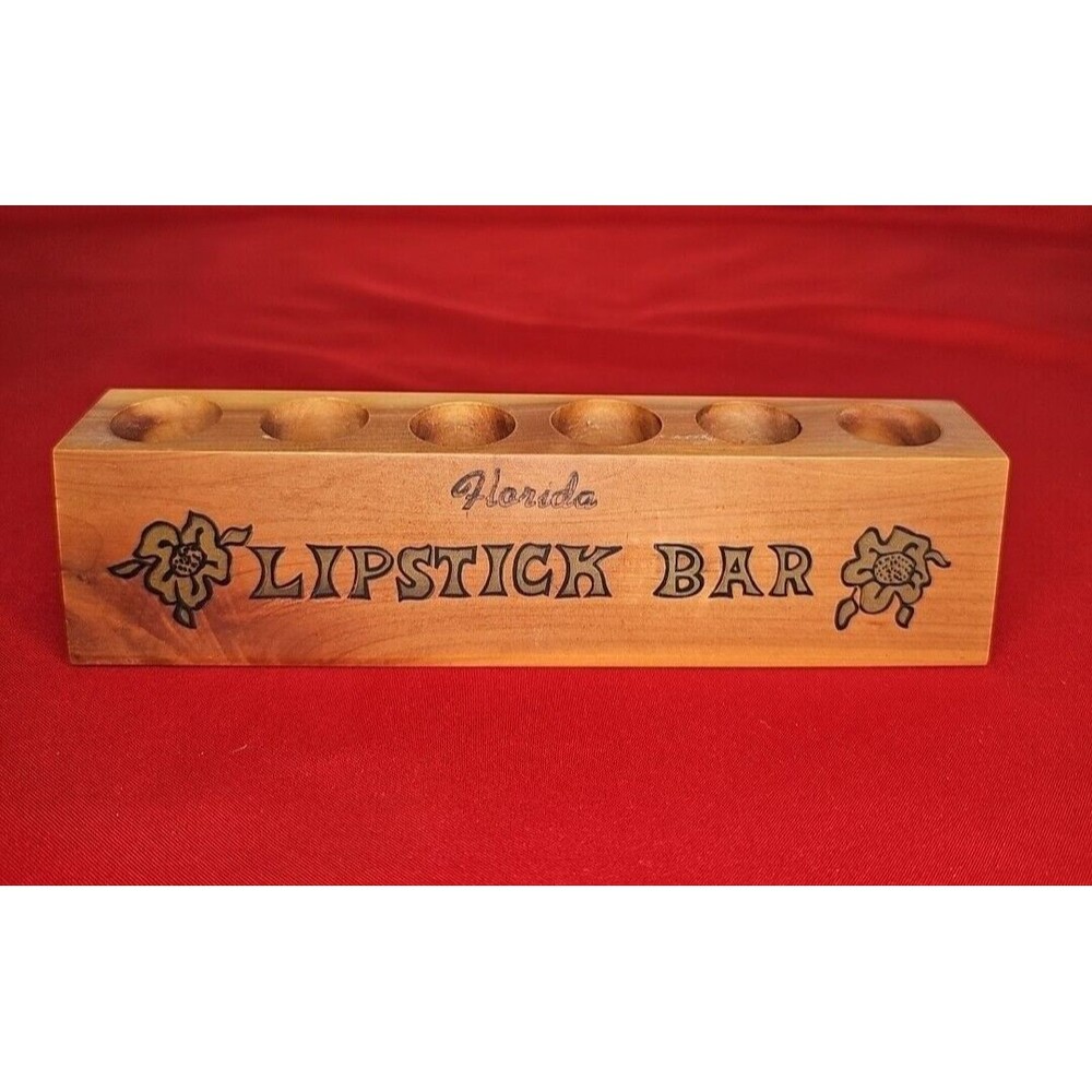 Lipstick Holder FLORIDA Bar Lip Balm Caddy Wood Vintage Souvenir Display